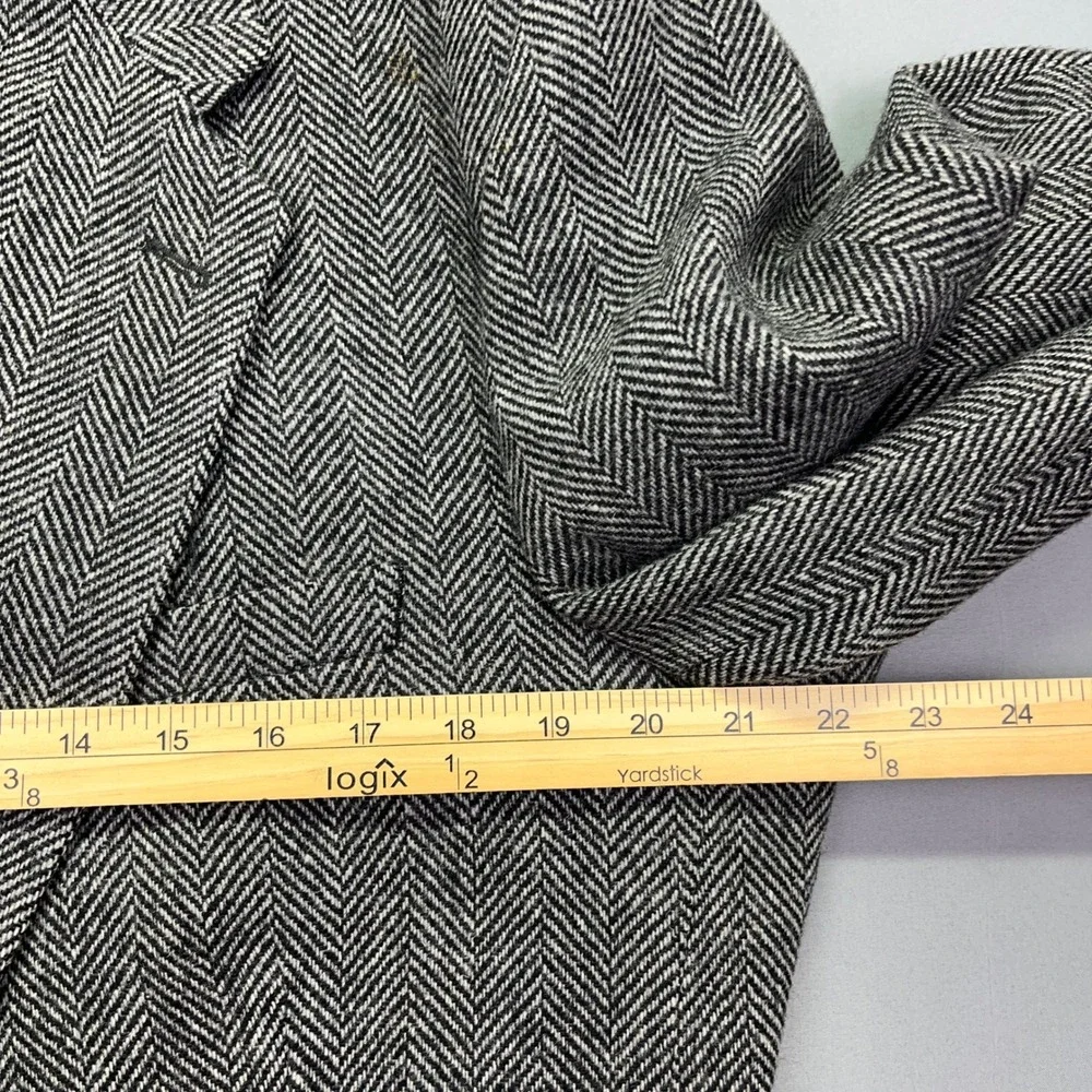 Stanley Blacker Herringbone Blazer Sport Coat Wool‎ Brown Button Front 42L